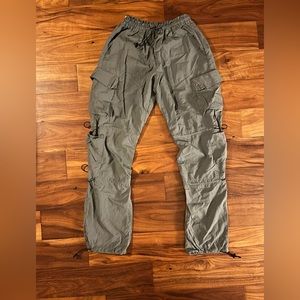 Grey Cargo Parachute Pants